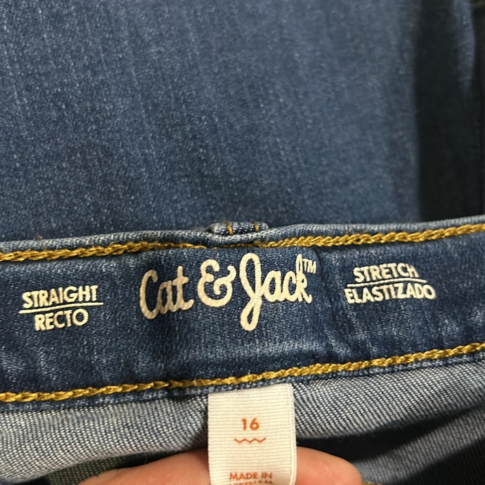 Cat & Jack Boys Blue Denim Straight Leg Stretch Jeans Size 16 - Picture 4 of 6
